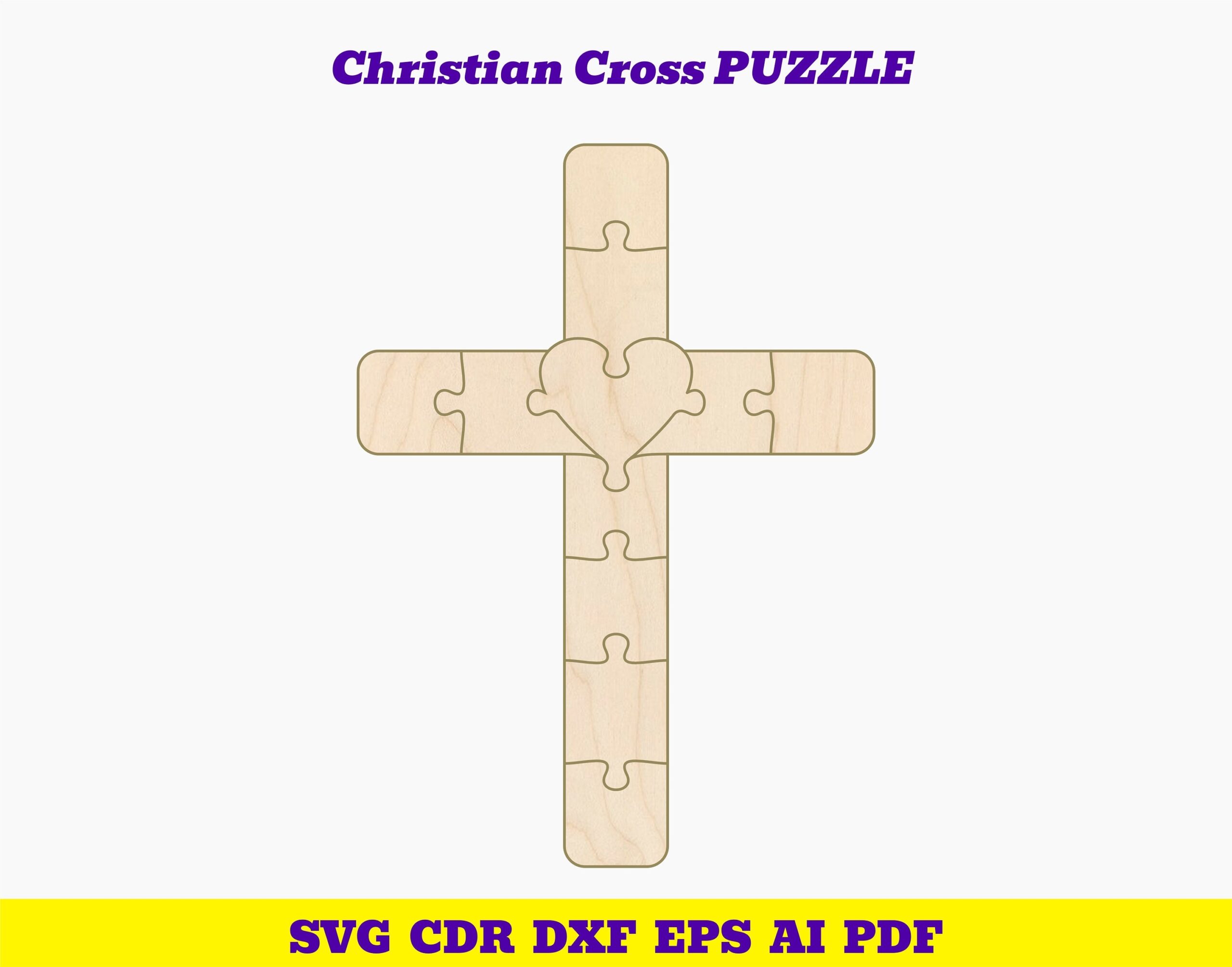 Laser Cut Christian Cross Puzzle SVG Template