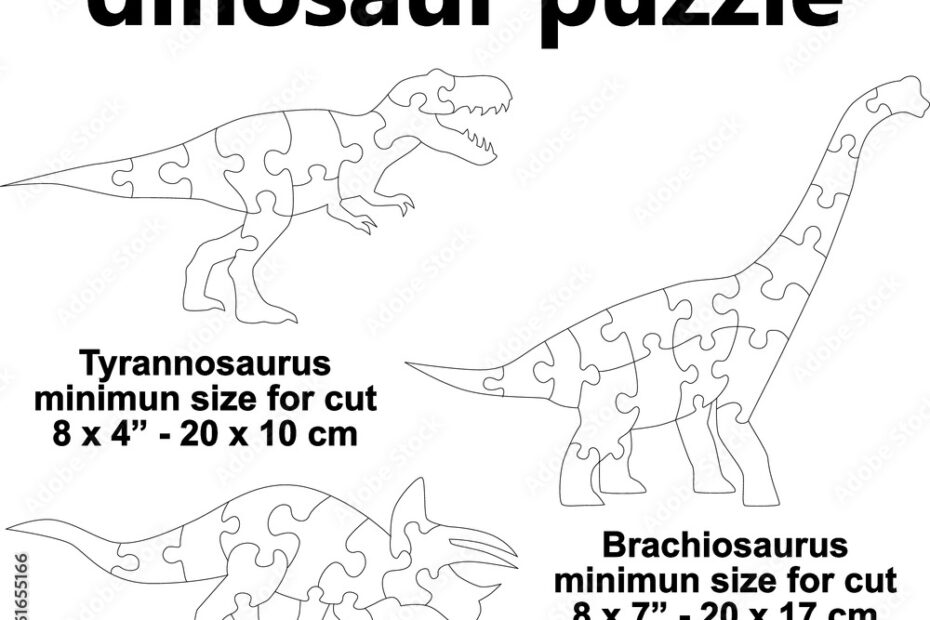 Laser Cut Dinosaur Jigsaw Puzzle Vector Design Template Stock Vector Adobe Stock