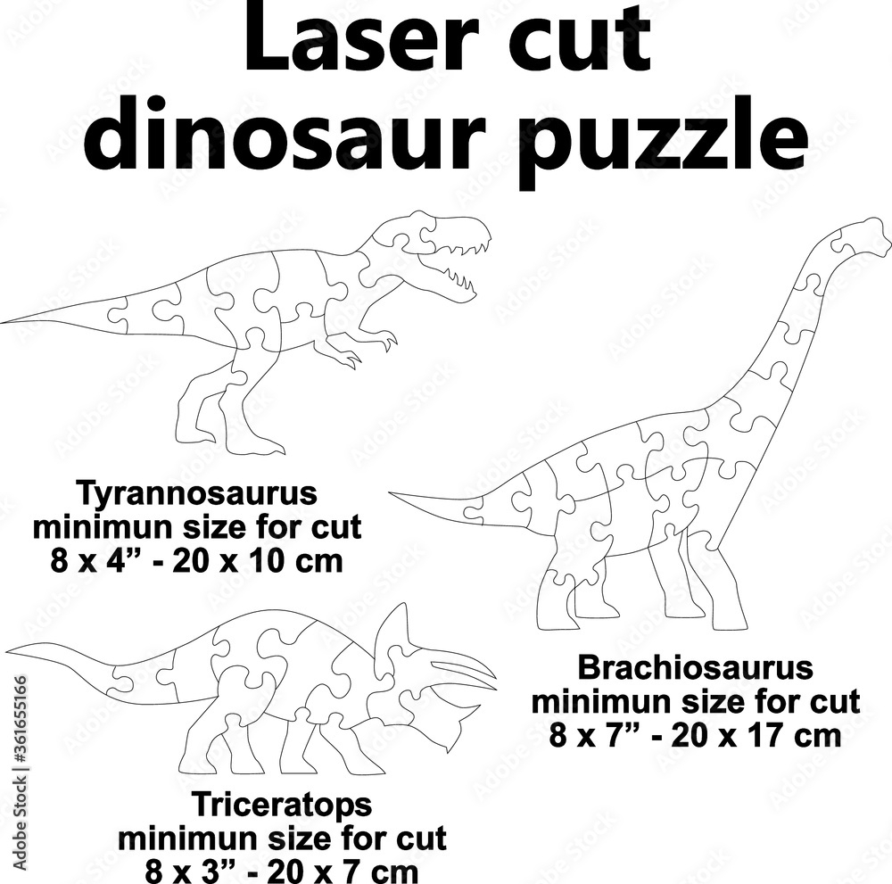Laser Cut Dinosaur Jigsaw Puzzle Vector Design Template Stock Vector Adobe Stock