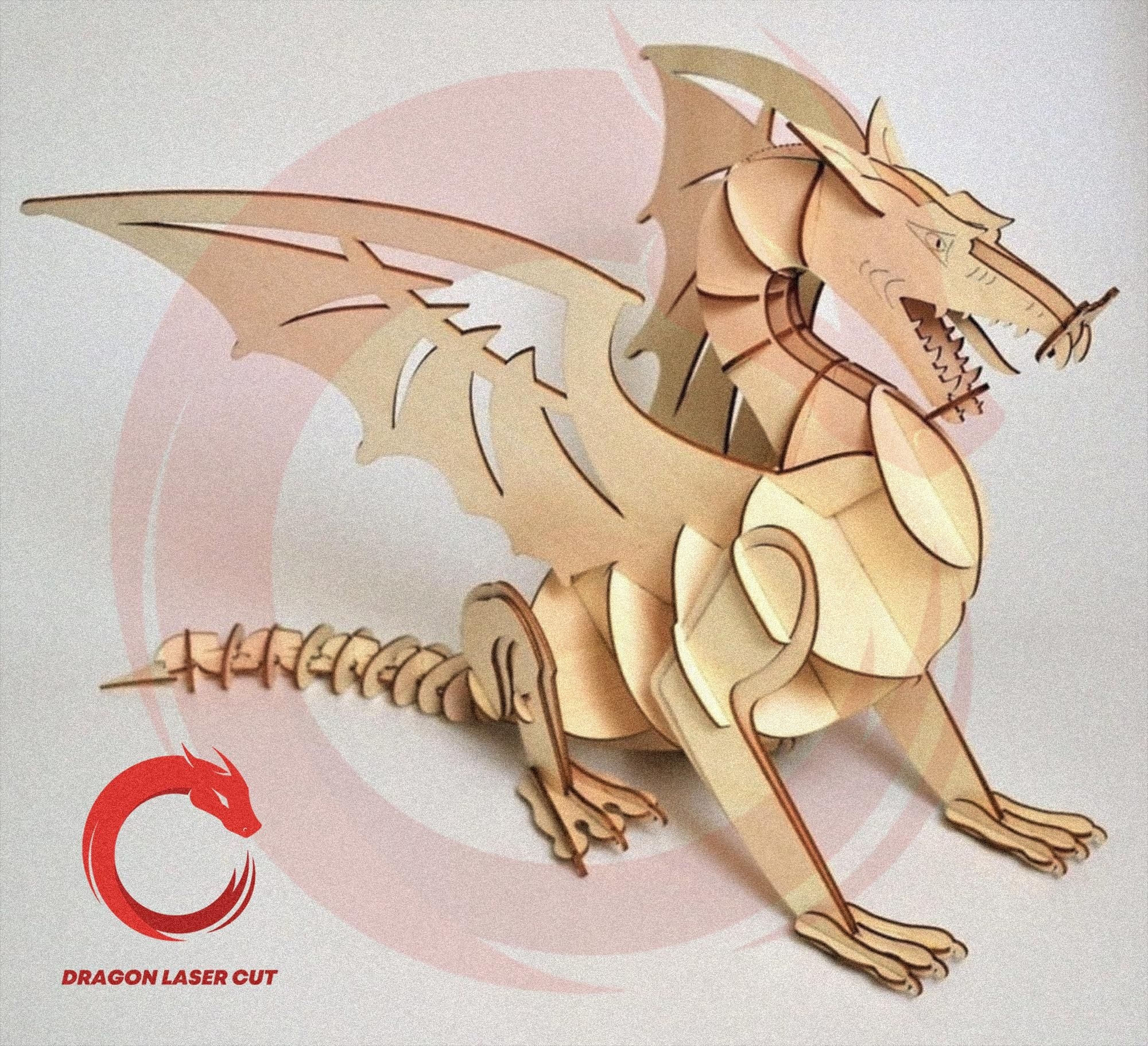 Laser Cut Dragon 3d Puzzle SVG Bundle Glowforge Wood Svg Files Vector Laser Template Puzzle Laser Cut File DXF Pdf Eps Cnc Dragon Pattern