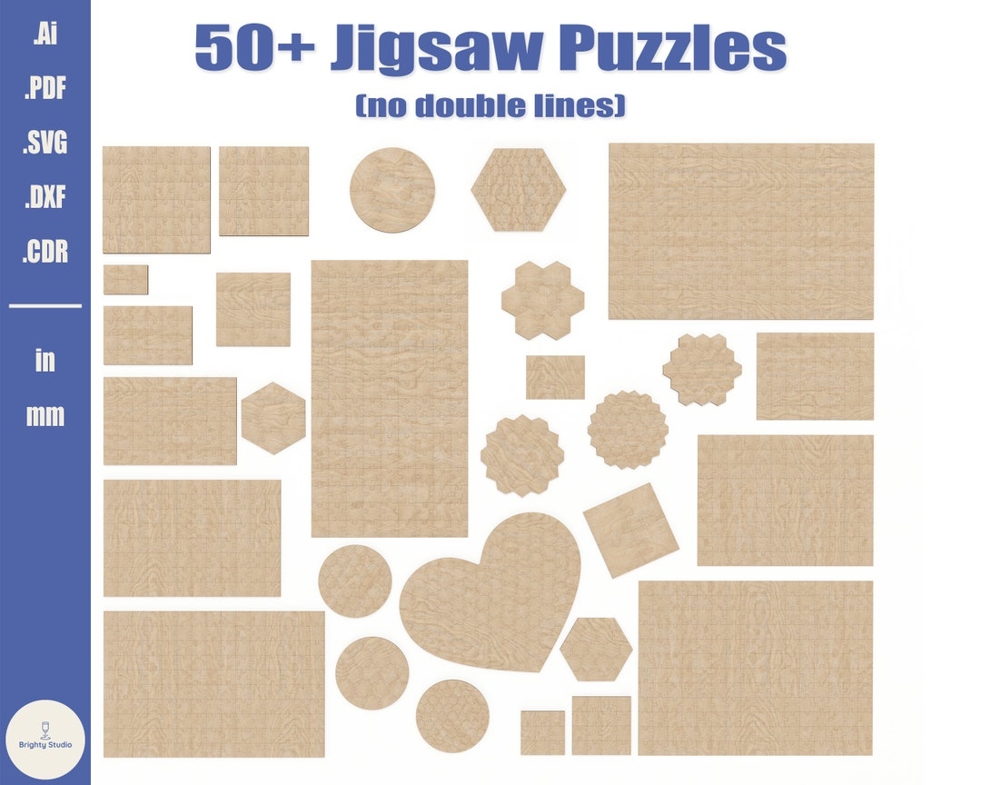 Laser Cut Jigsaw Puzzles File 50 Mega Puzzles Bundle SVG Files Puzzle Templates DXF Files For Laser Cutting Wood Glowforge Cricut Etsy