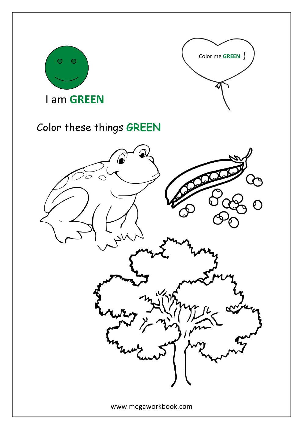 Learn Colors Coloring Pages Color The Things That Are Red Green Blue Yellow Etc MegaWorkbook
