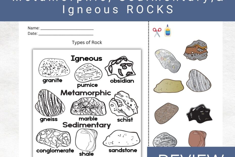 Learning About Types Of Rocks With Rock Cycle Sedimentary Metamorphic And Igneous Activity Worksheets Etsy