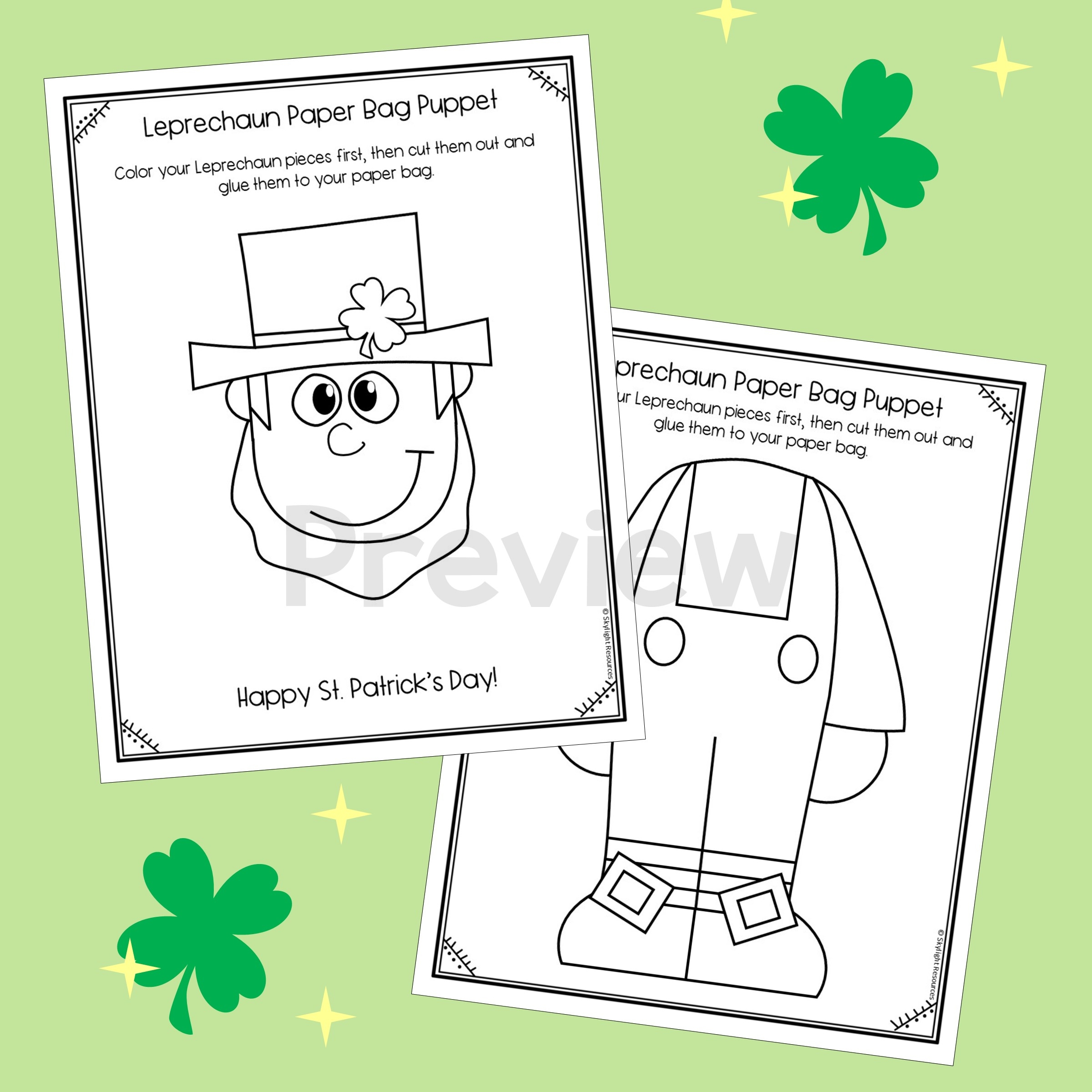 Leprechaun Paper Bag Puppet Craft Activity For St Patrick s Day