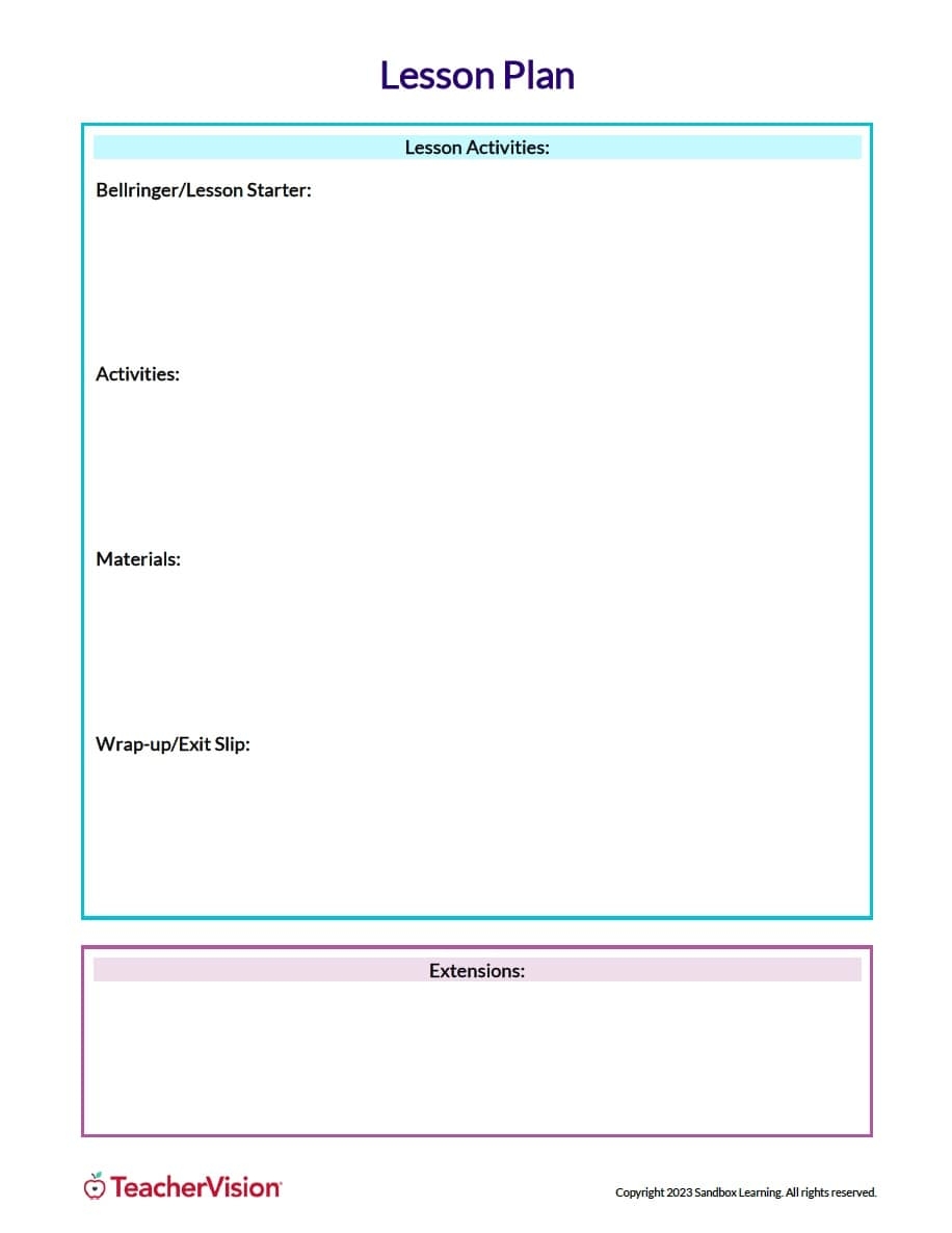 ela lesson plan template
