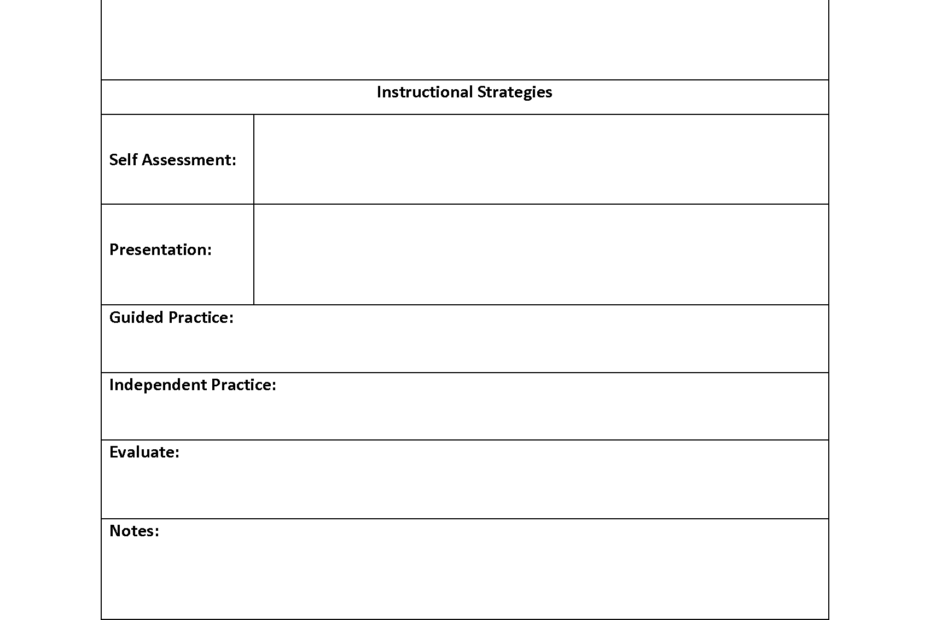 Lesson Plan Template Self Assessment Lesson Plan Template
