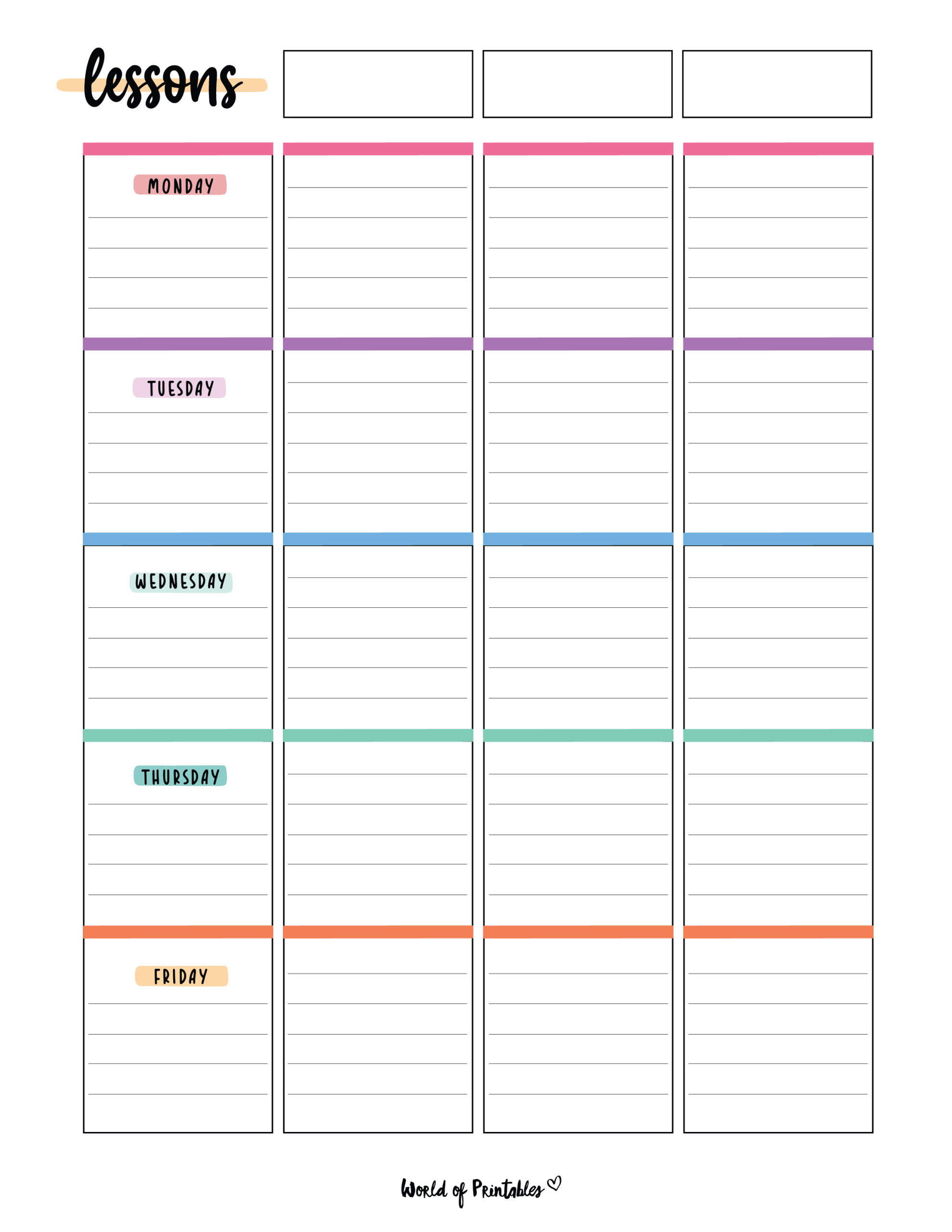 Lesson Plan Templates World Of Printables Worksheets Library