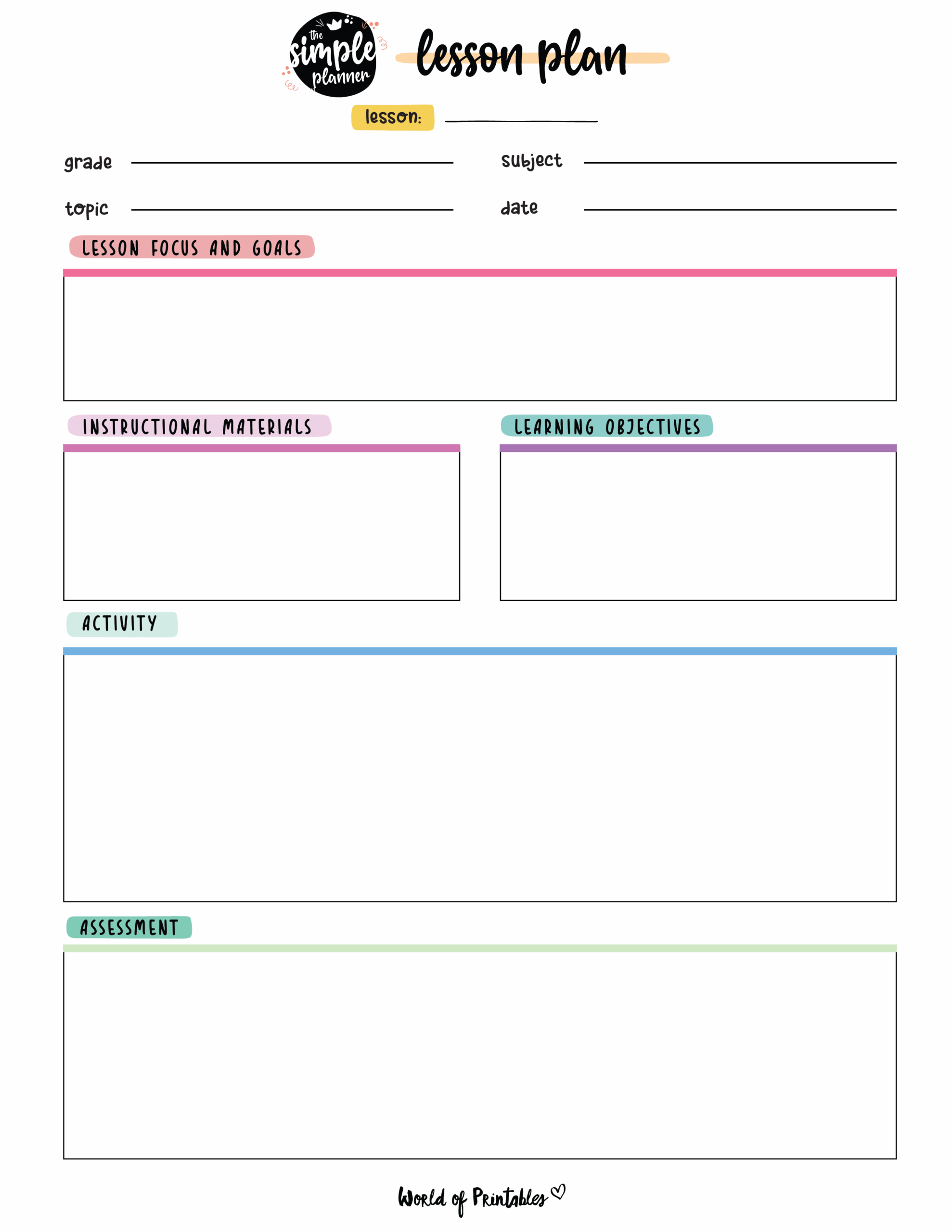 free lesson plan template download