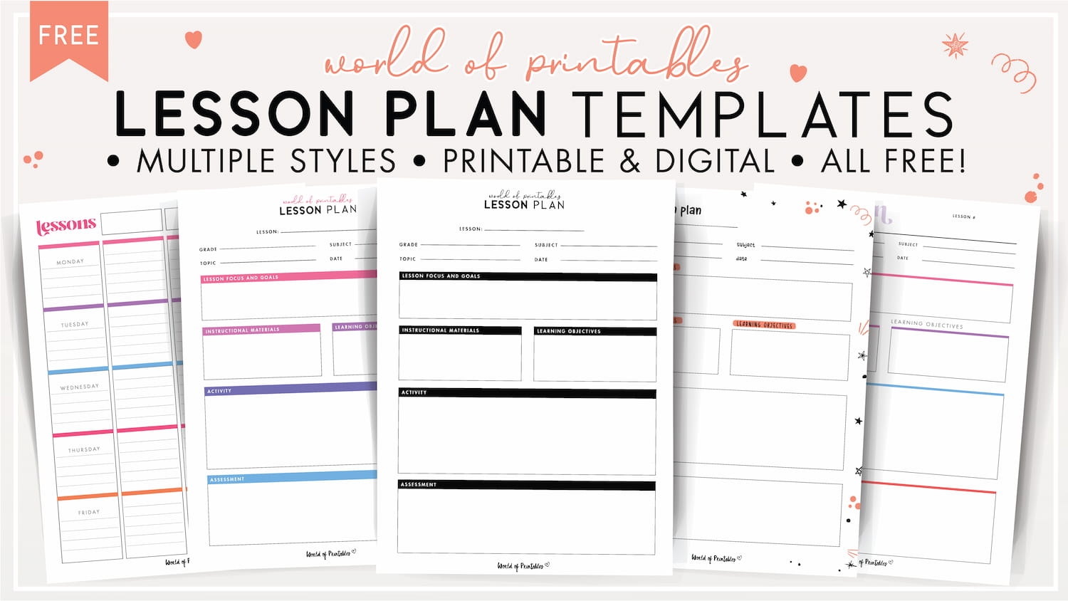 weekly lesson plan template editable free