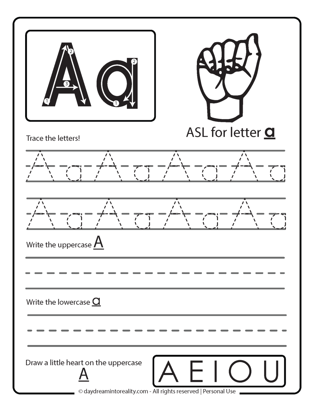 printable letter a worksheets