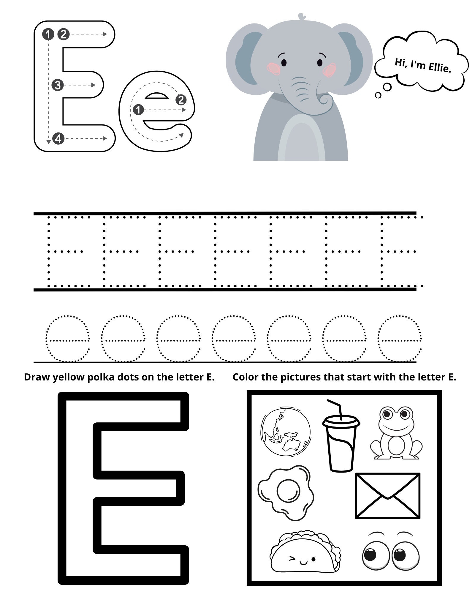 Letter E Worksheet