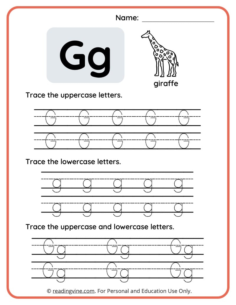 preschool worksheets letter g