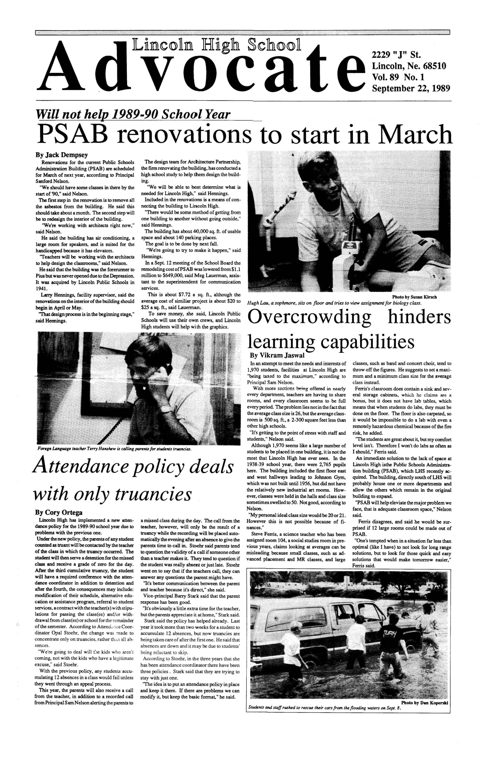 LHS Advocate 1989 1990 By Lincoln Public Schools Library Media 