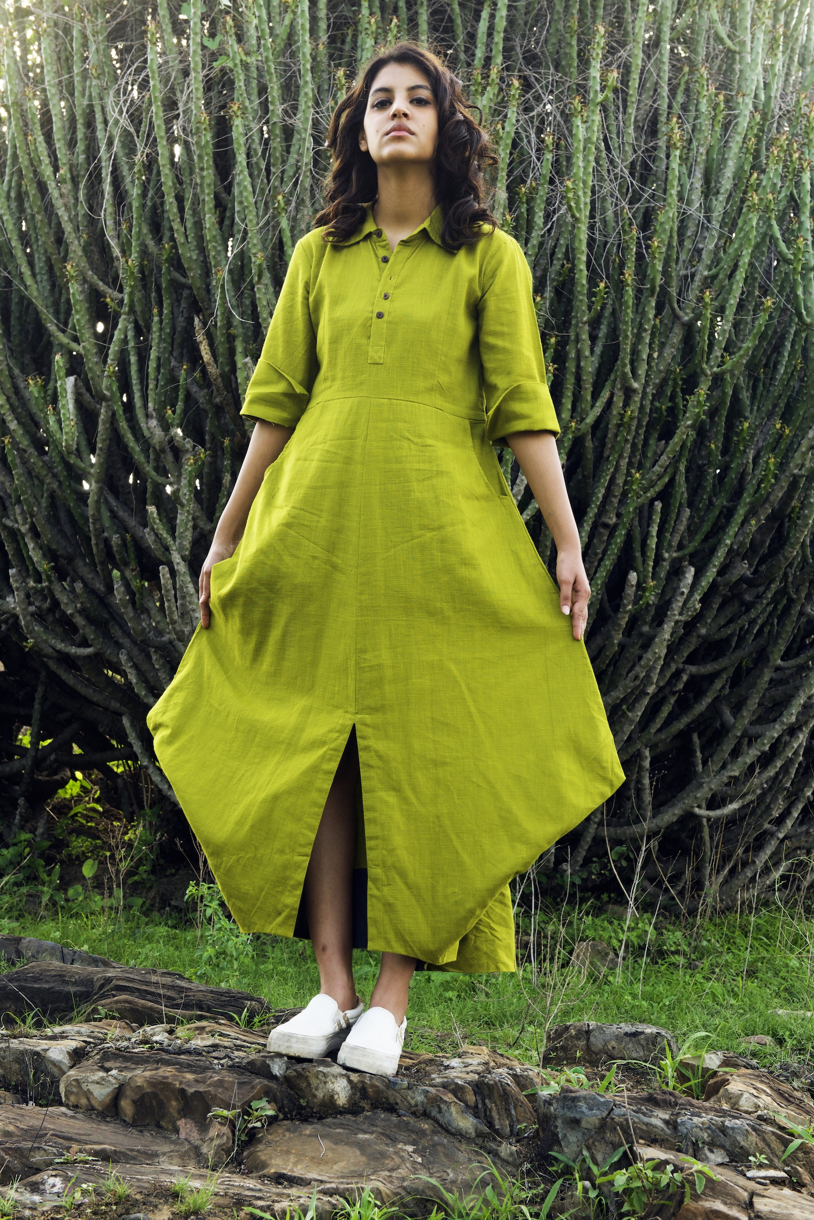 Lime Green Asymmetric Dress By Rias The Secret Label