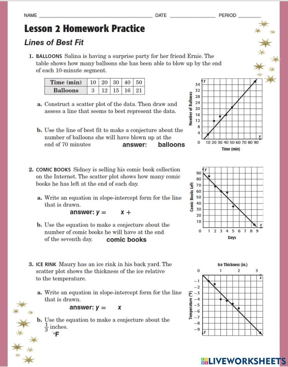Lines Of Best Fit Worksheet Live Worksheets Worksheets Library