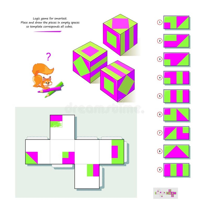 Logic Game For Smartest Place And Draw The Pieces In Empty Spaces So Template Corresponds All Cubes 3D Puzzle Play Online Stock Vector Illustration Of Game Matching 239219837