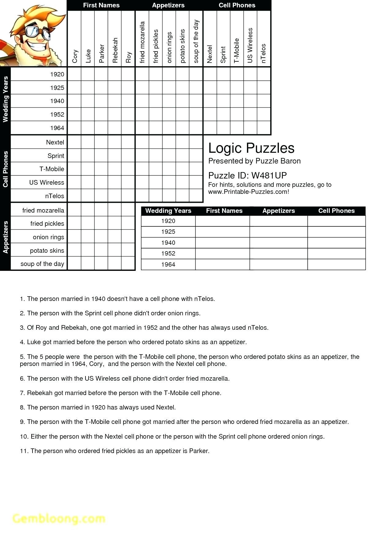 Logic Problem Grid Daily Dose Of Excel Worksheets Library