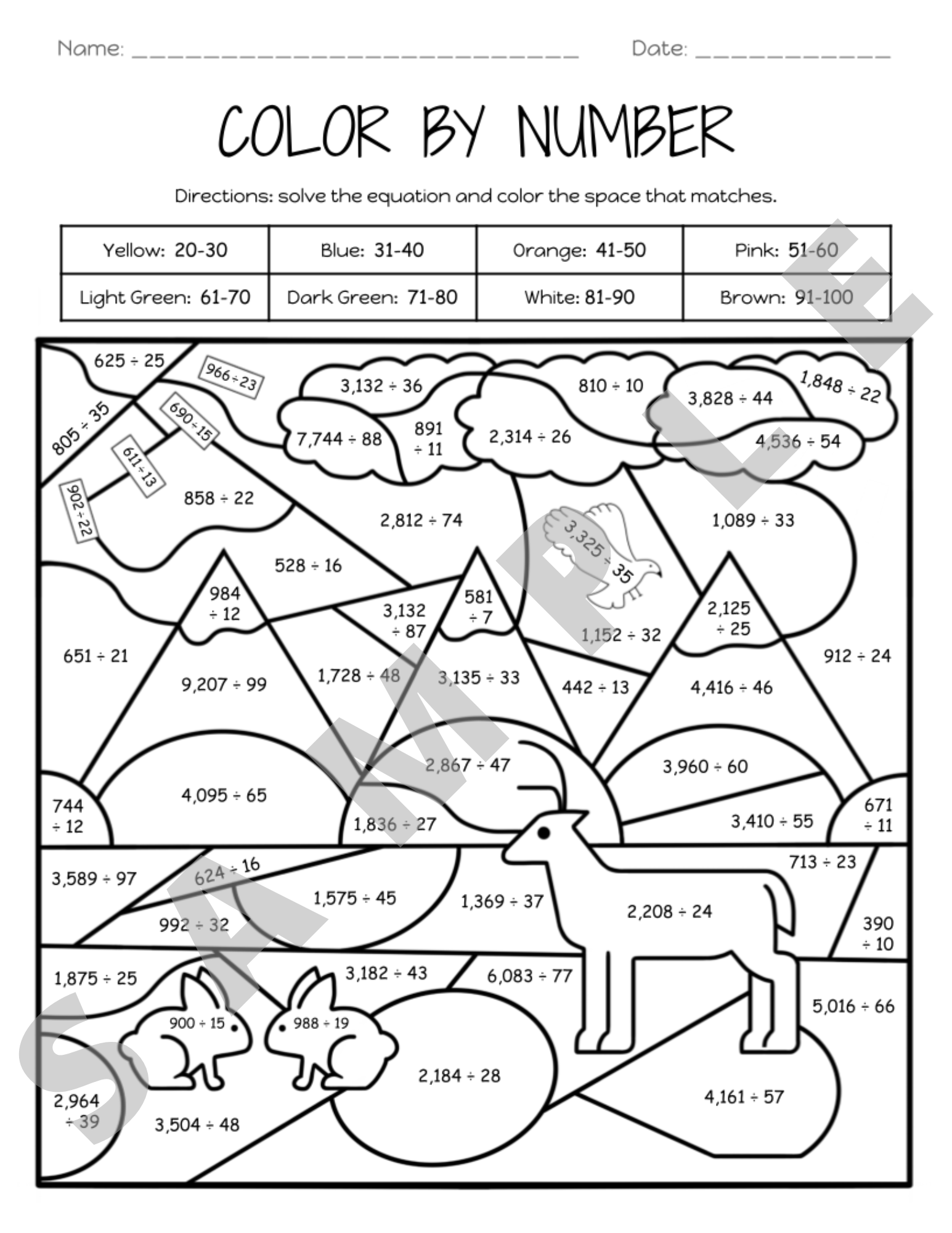 division worksheets coloring