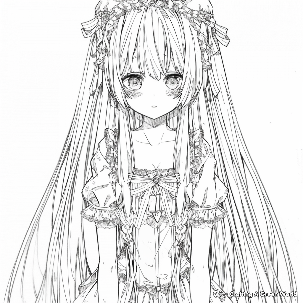 beautiful anime long hair anime girl coloring pages