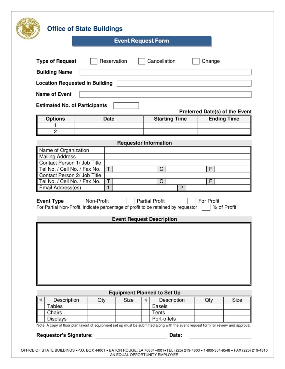 Louisiana Event Request Form Fill Out Sign Online And Download PDF Templateroller