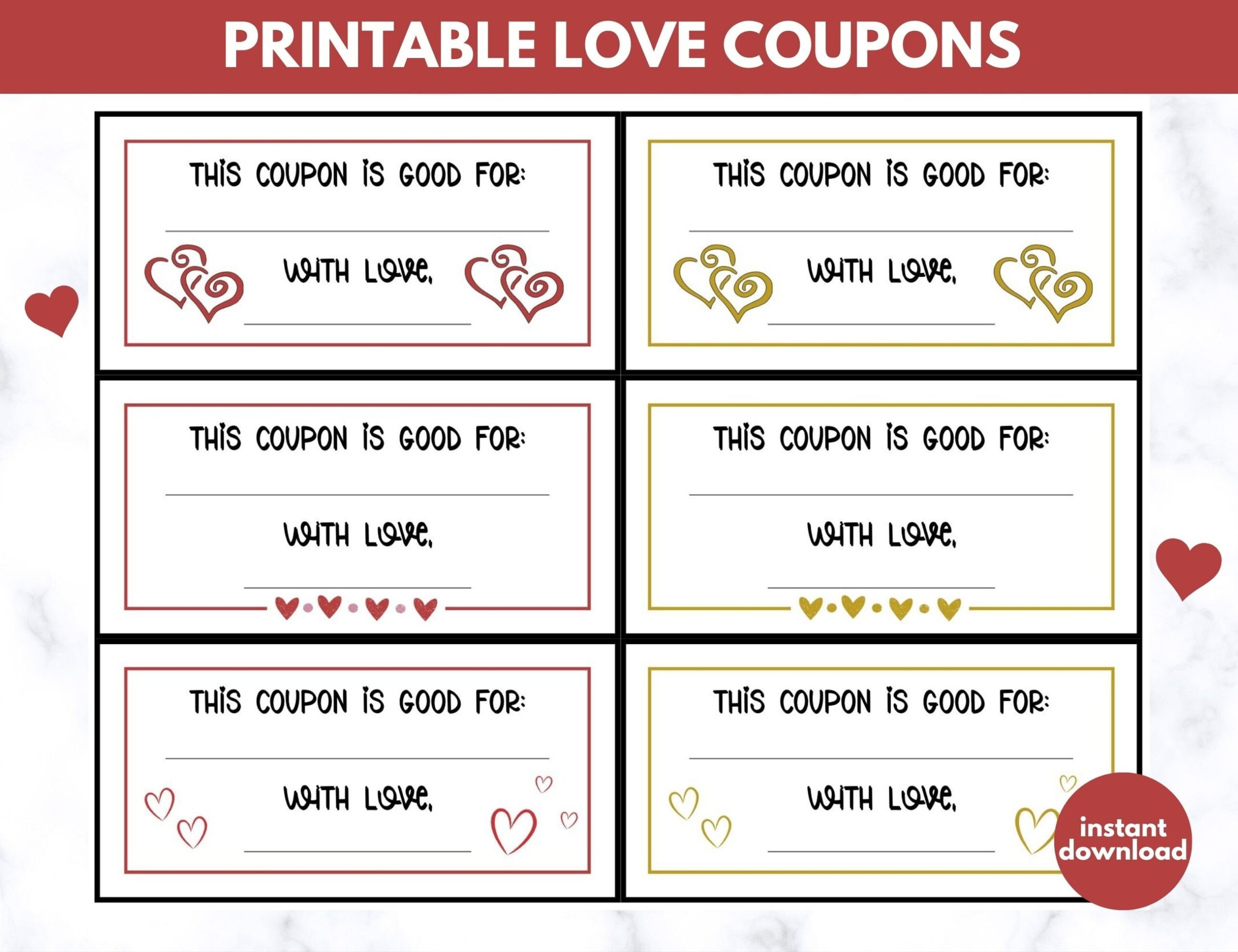 Love Coupon Printable Love Coupons For Him Love Coupons For Her 