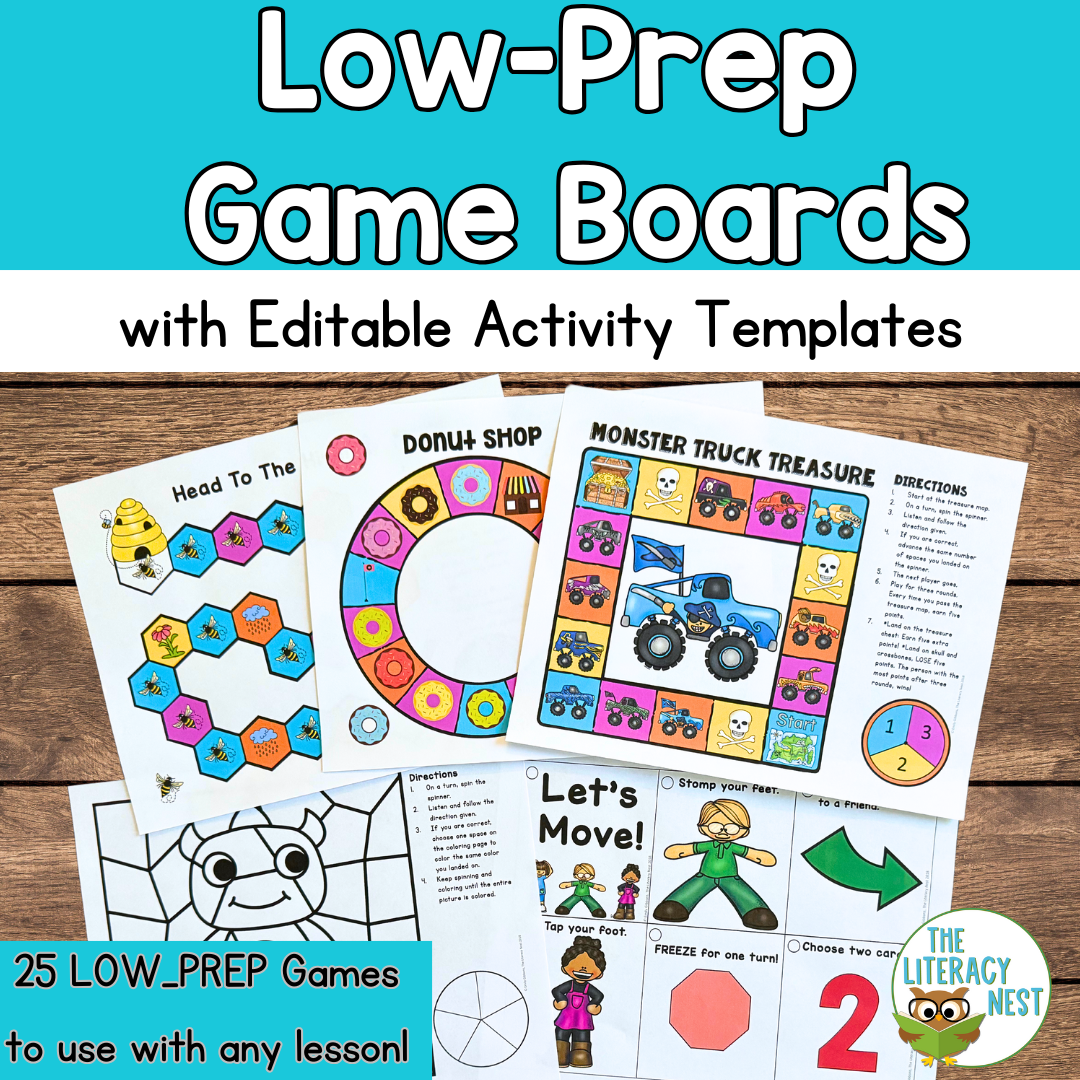 Low Prep Game Boards With Editable Activity Templates