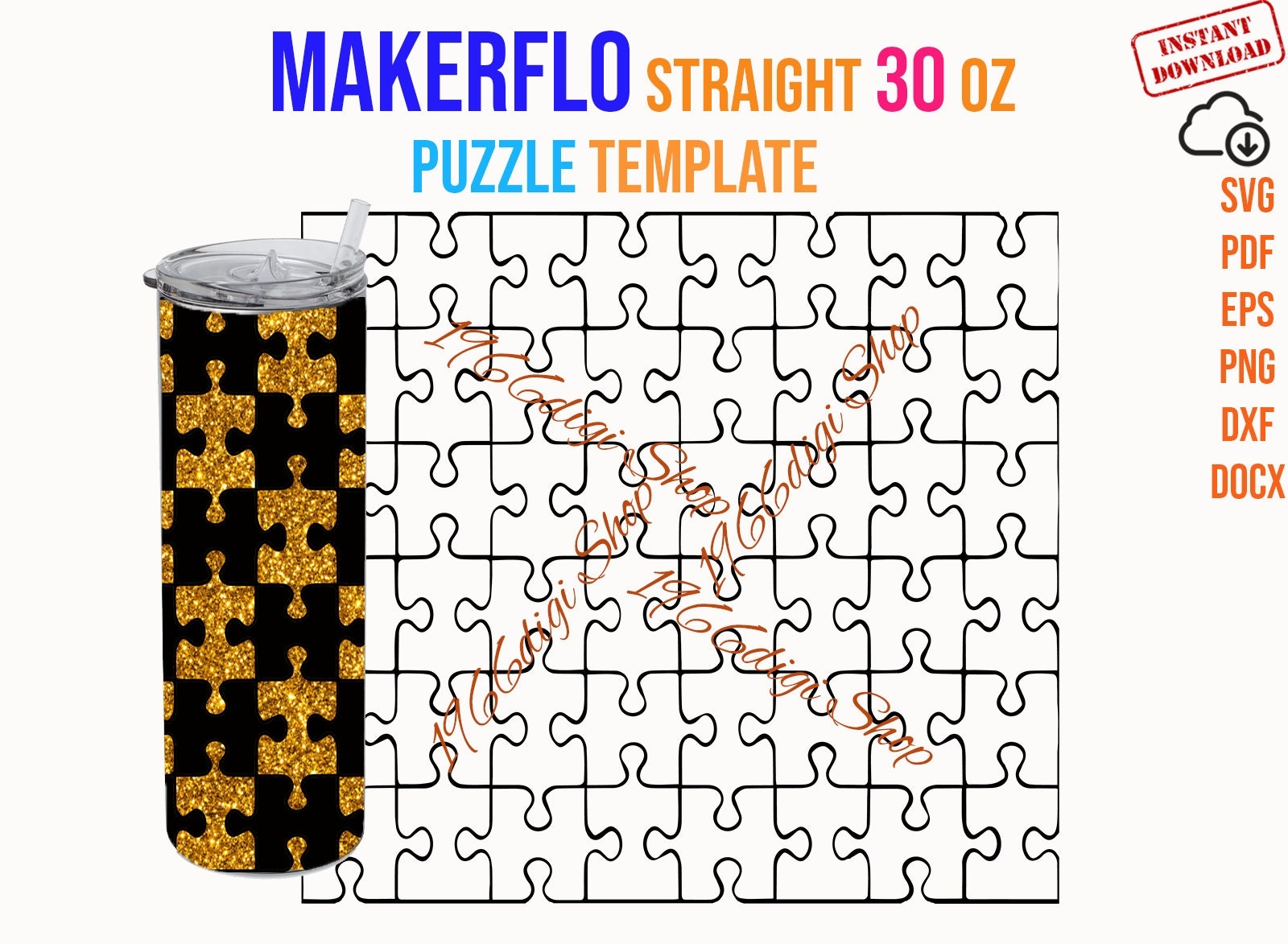 Makerflo Puzzle 30oz Straight Tumbler Template Tumbler Wrap Svg Makerflo 30 Oz Template Puzzle Template Tumbler Template Puzzle Svg Dxf