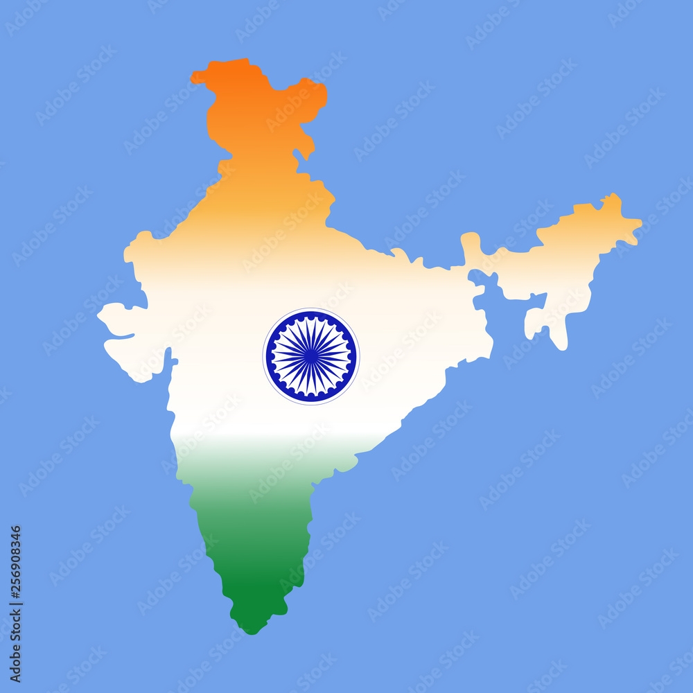 Map Of India In The Colors Of The National Flag Stylized Color 