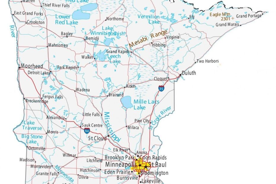 Map Of Minnesota Cities And Roads GIS Geography
