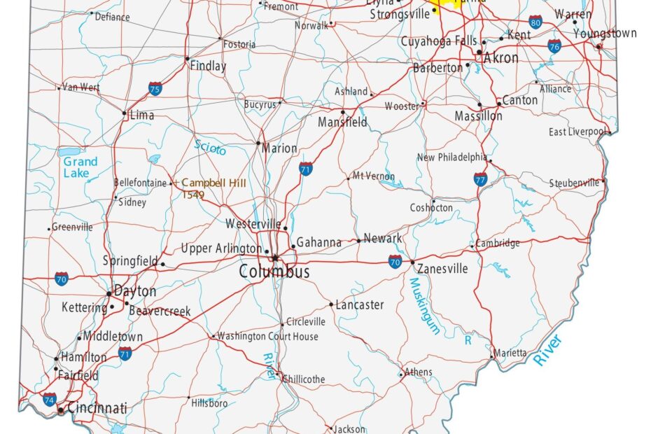 Map Of Ohio Cities And Roads GIS Geography