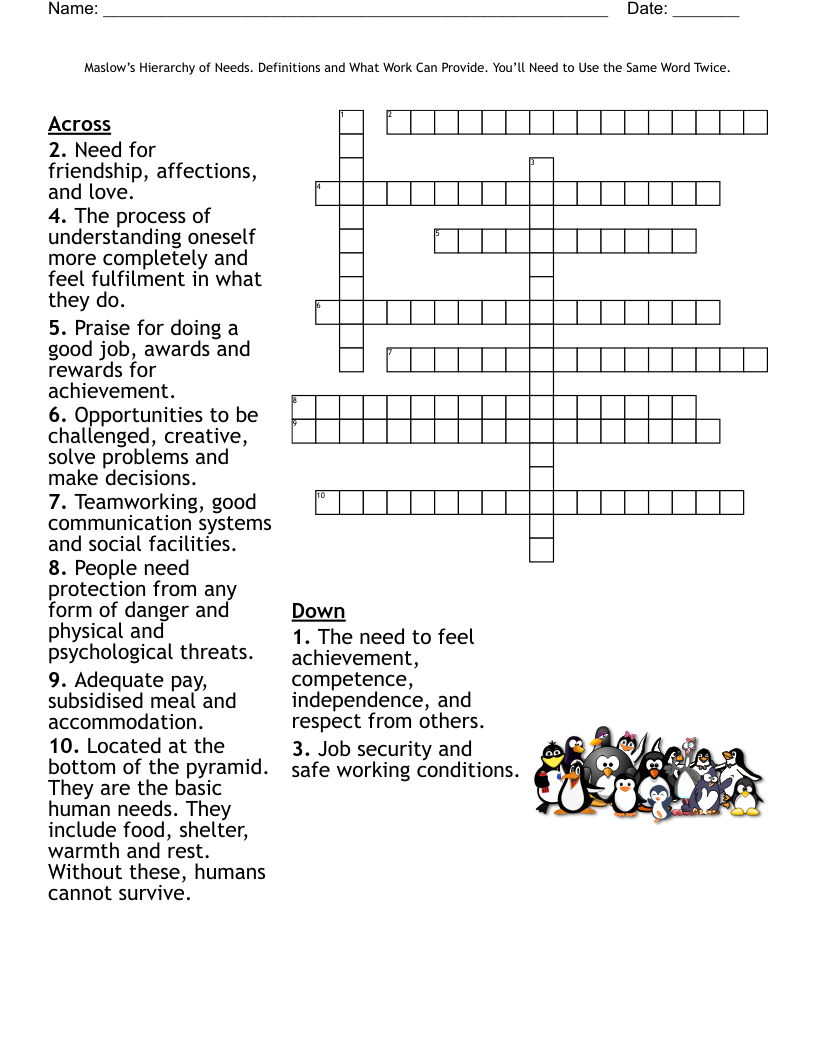hierarchy of needs worksheet