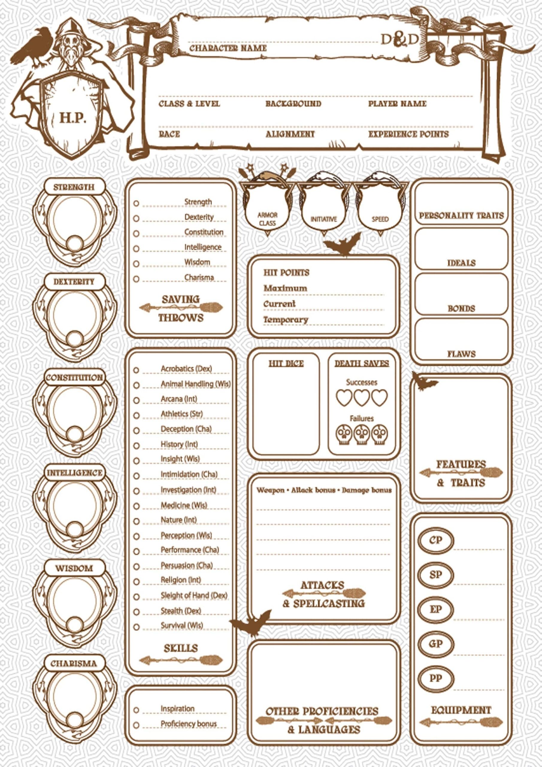Master Your Adventure Ultimate Dnd Character Sheet PDF Printable Dungeons U0026 Dragons Sheets Etsy