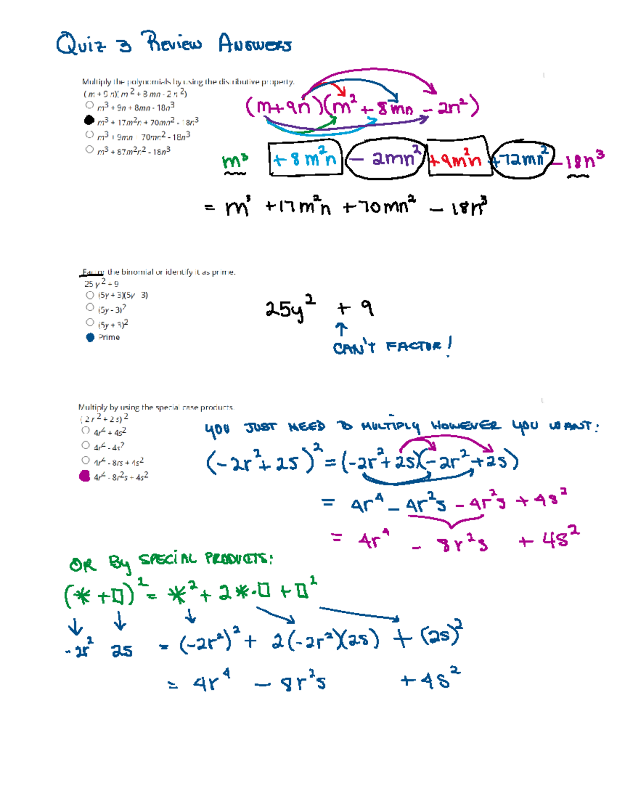MAT 1033 Review Quiz 1 Answers Intro Algebra