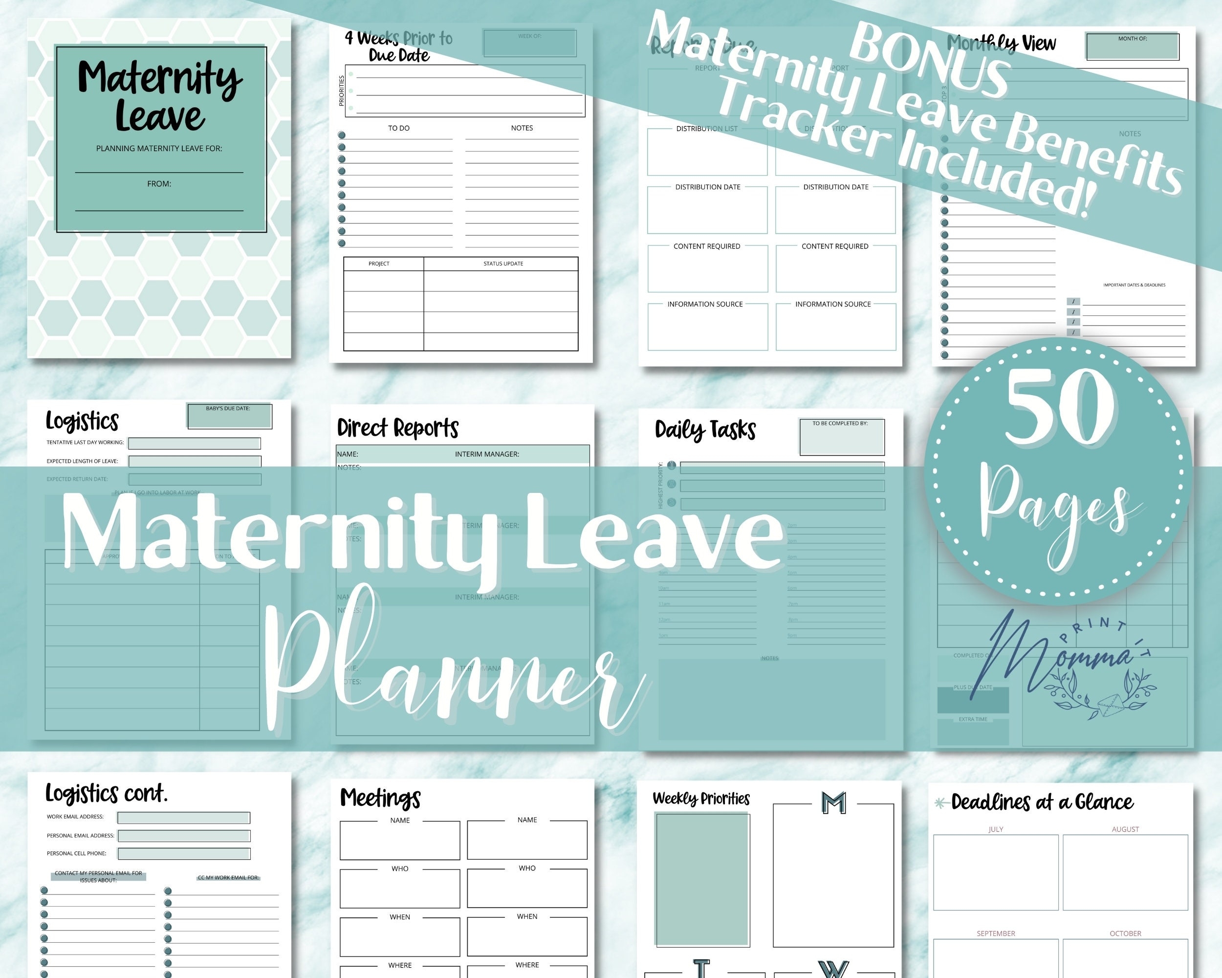 Maternity Leave Planner Printable Fillable Work Maternity Leave Plan Digital Download Planning For Maternity Leave From Work Guide Etsy