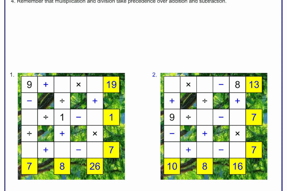 Math Squares Puzzle Worksheet Maker Edu games