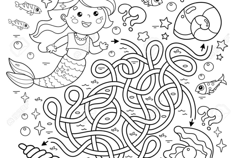 Maze Or Labyrinth Game Puzzle Tangled Road Coloring Page