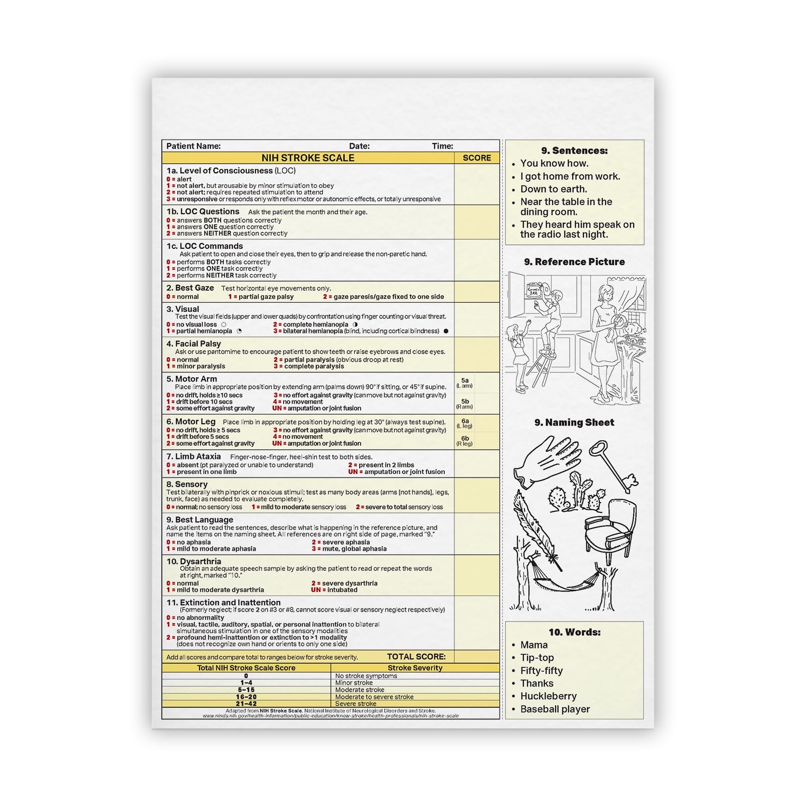 MDpocket National Institutes Of Health Stroke Scale NIHSS Notepad Single Pack 25 Sheets Amazon ca Health U0026 Personal Care