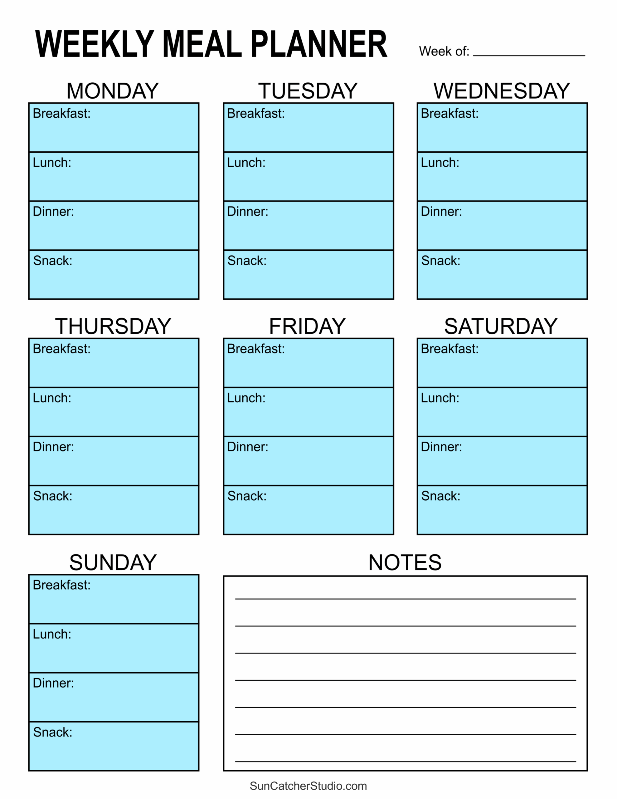 Meal Planners Printable Weekly Menu Templates PDF DIY Worksheets Library