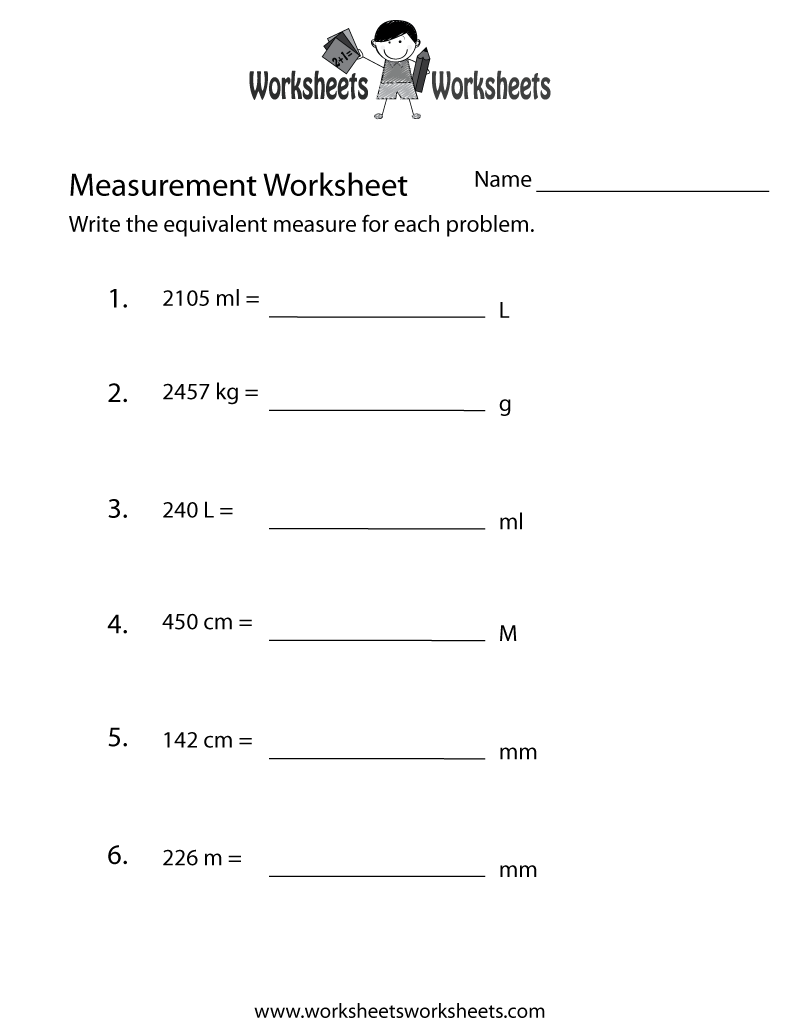 Measurement Conversion Worksheet Worksheets Worksheets Worksheets Library