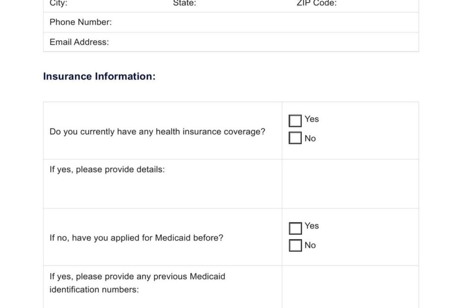 Medicaid Application Form U0026 Example Free PDF Download
