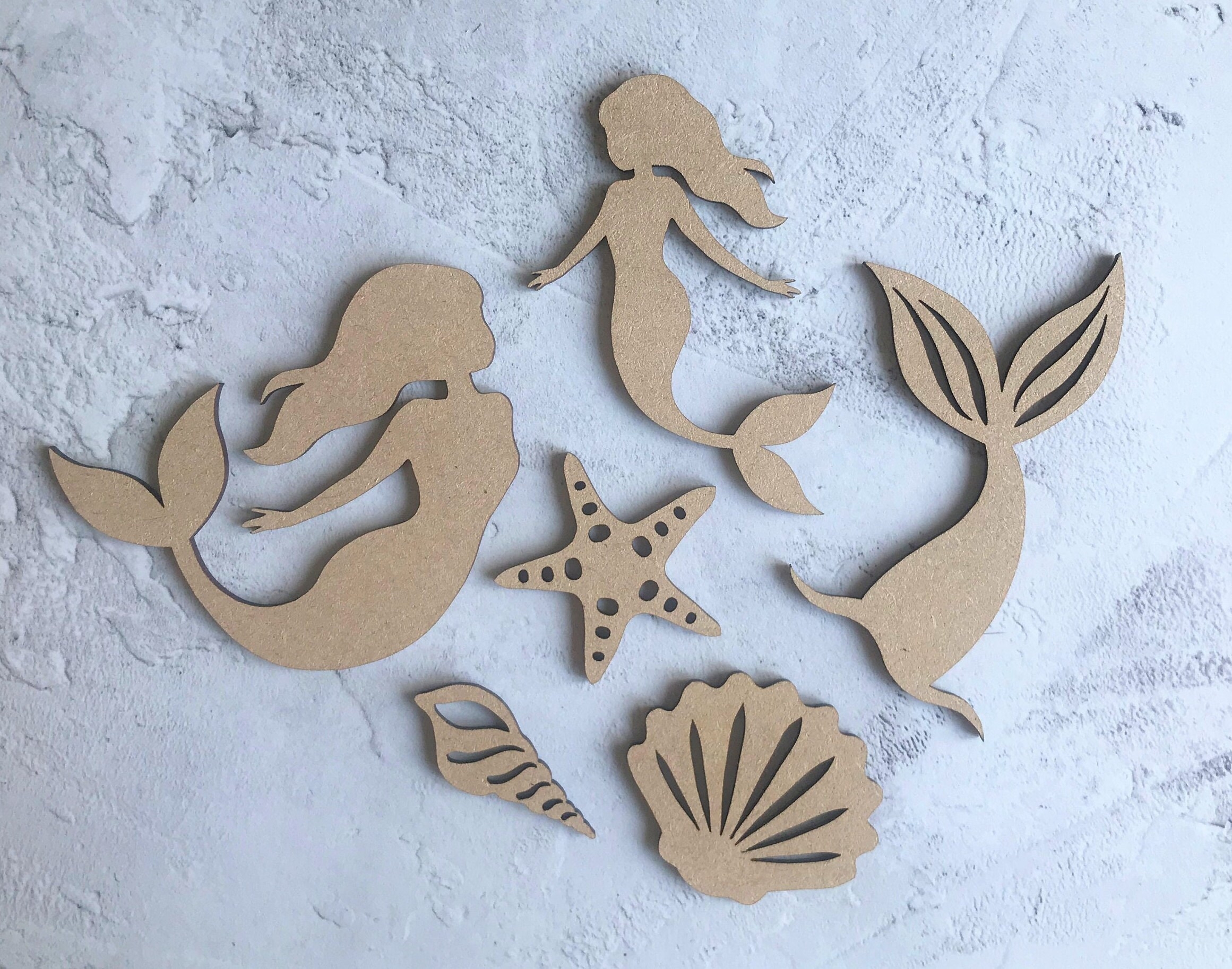 mermaid line art wooden puzzle template