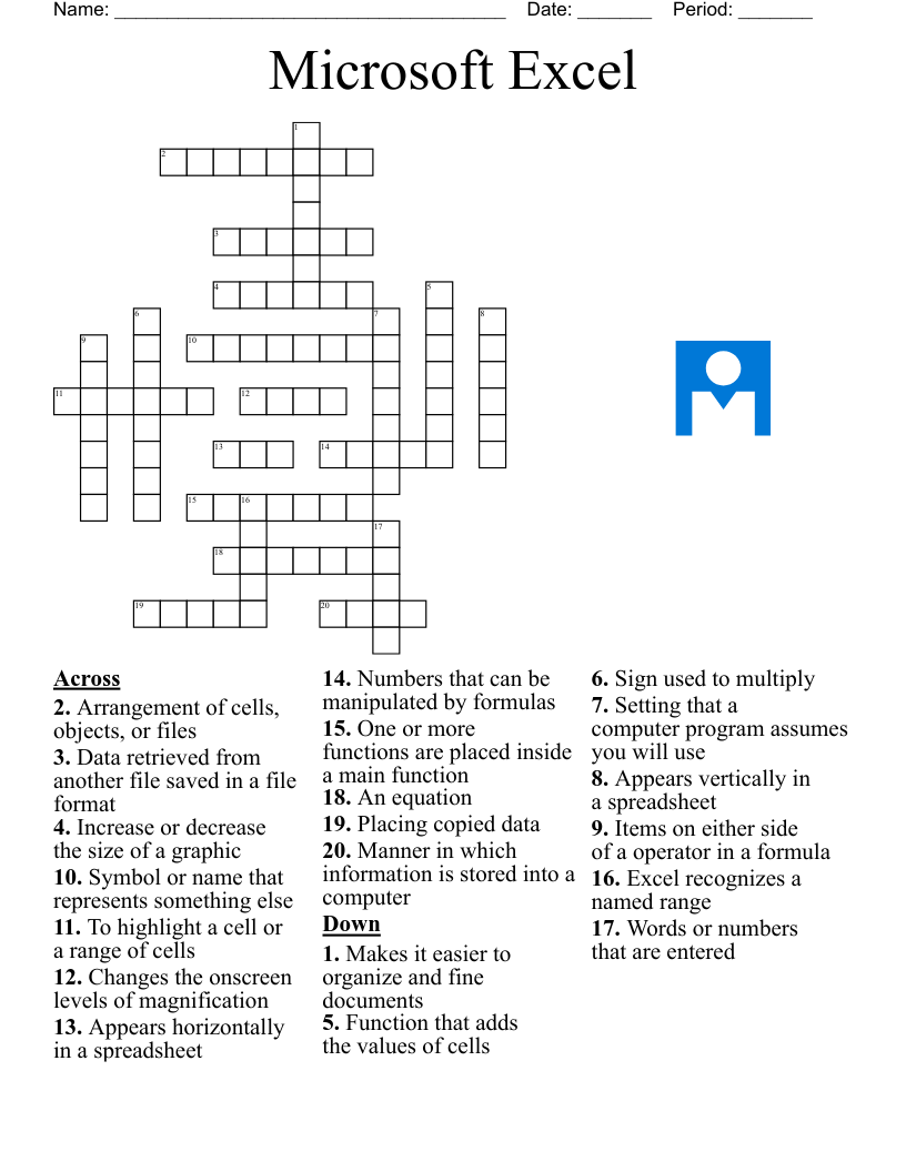 Microsoft Excel Crossword WordMint