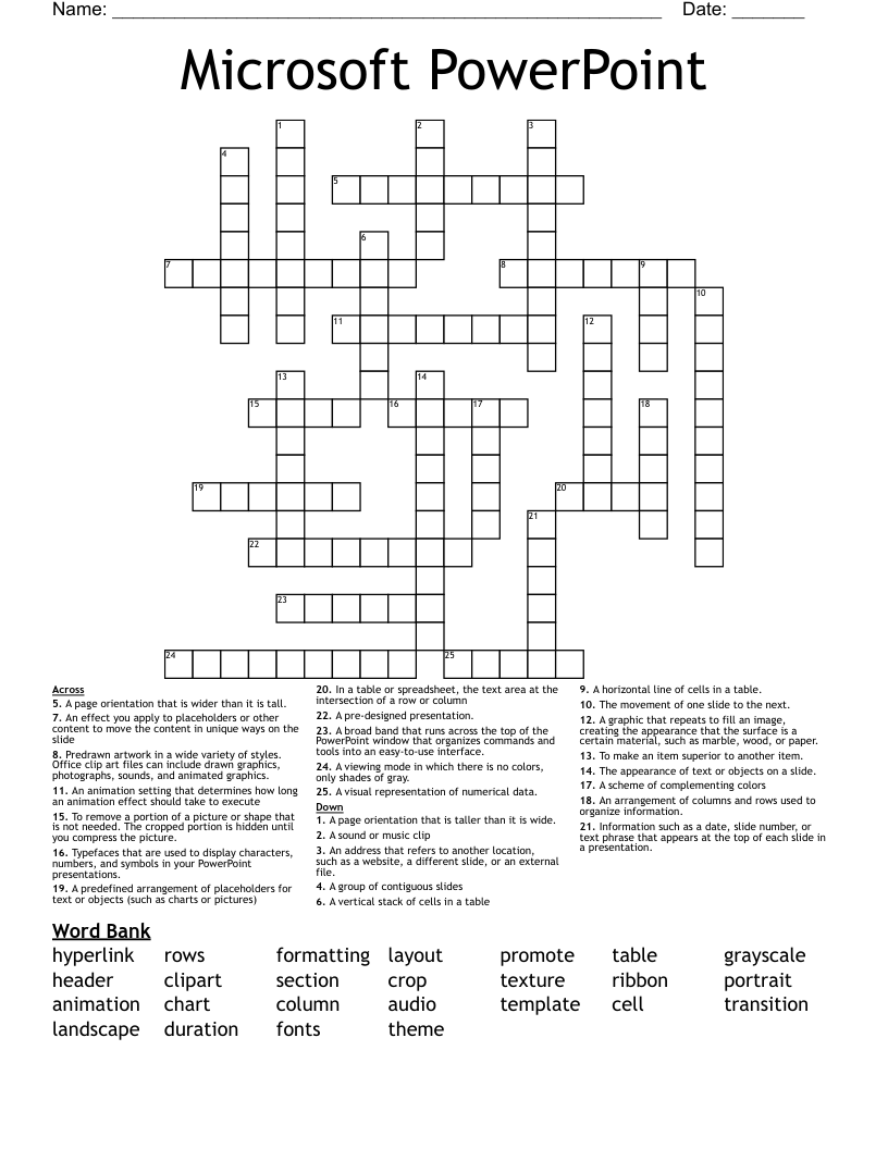 Microsoft PowerPoint Crossword WordMint