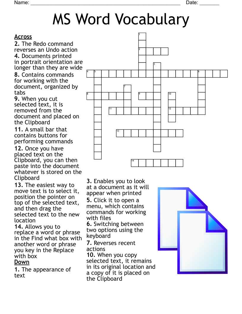 Microsoft Word Crossword Puzzle WordMint