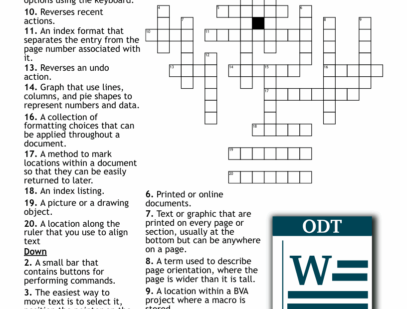 Microsoft Word Crossword Puzzle WordMint