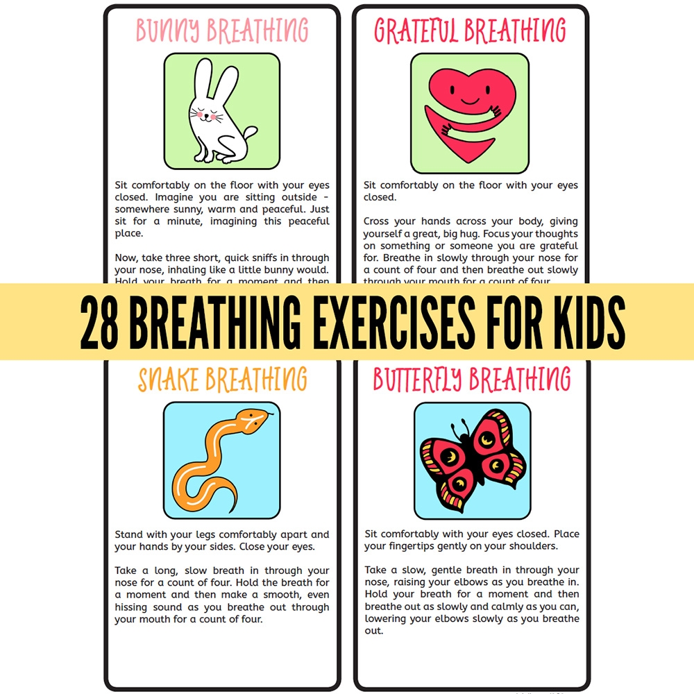 Mindful Breathing Exercises For Kids Printable Cards