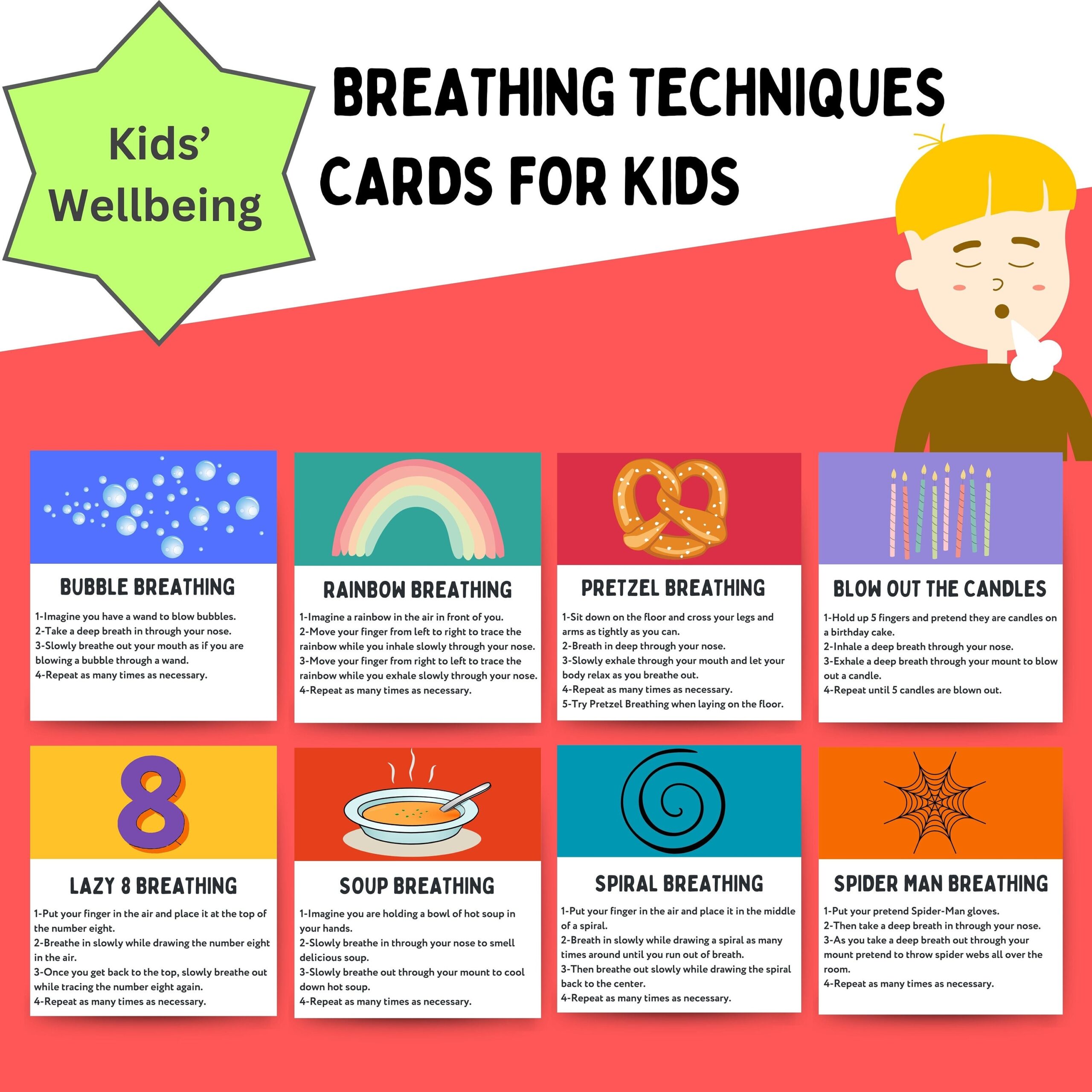 Mindful Breathing Meditation Cards Mindfulness For Children Breathing Exercise Printables Calming Techniques For Kids Instant Download Etsy Australia