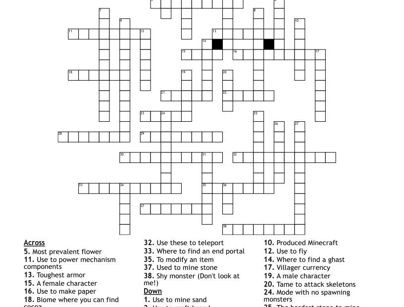 Minecraft Crossword WordMint