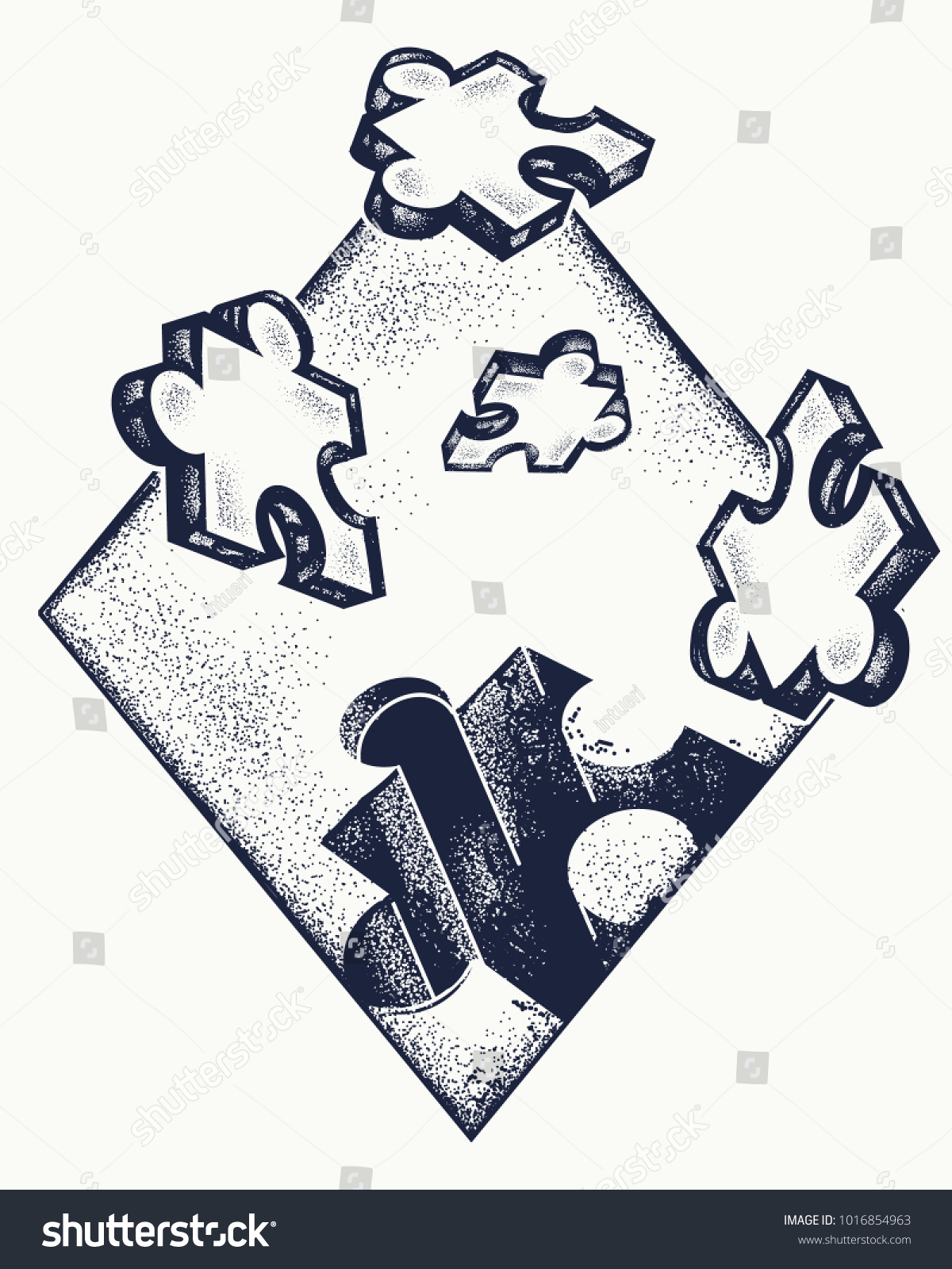 Missing Jigsaw Puzzle Tattoo T shirt Design Stock Vector Royalty Free 1016854963 Shutterstock