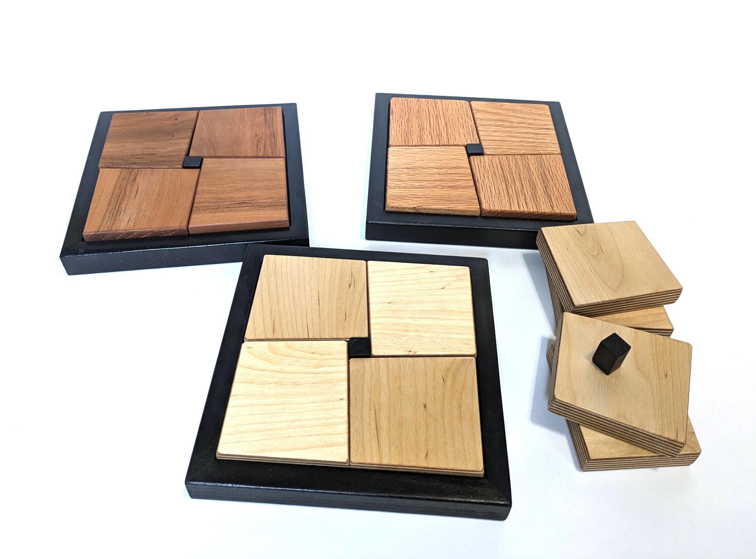 Missing Square Wood Puzzle Brain Teaser Cherry Oak Birch Matsuyama Paradox Etsy UK